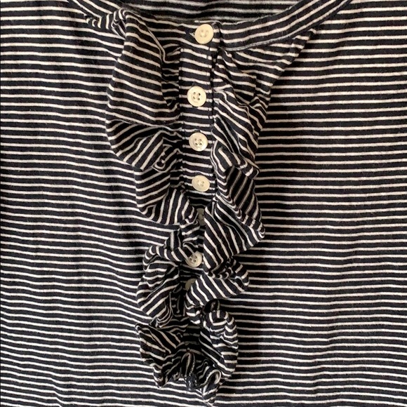 Horizontal Pin Stripe Ruffled Tank Top - Picture 2 of 2